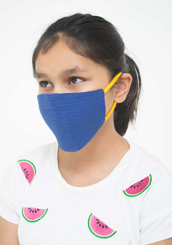 Royal Blue Texture Cotton Mask - Wear Ochre
