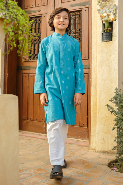Chambray Cotton Kurta + Trouser