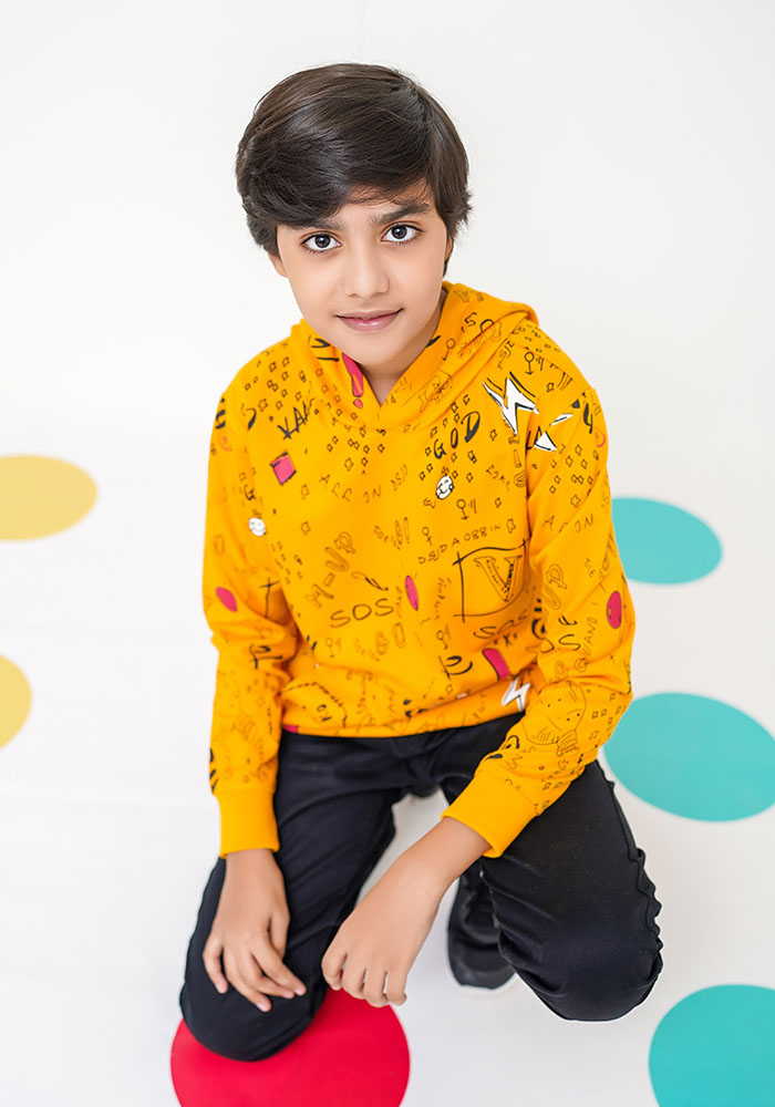 Terry Printed Hoodie - Wear Ochre