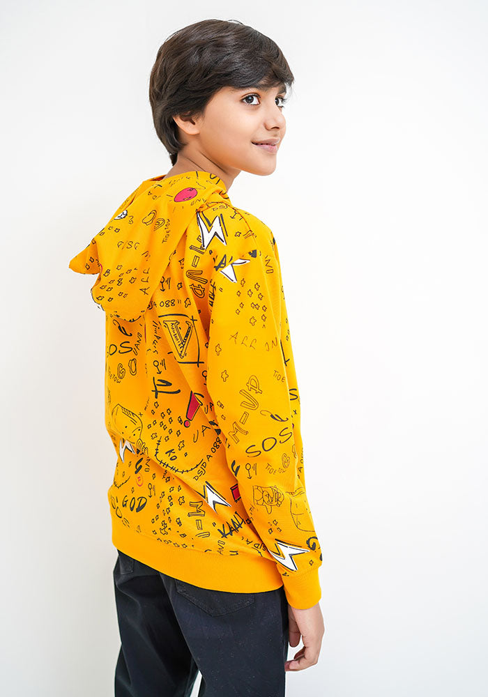 Terry Printed Hoodie - Wear Ochre