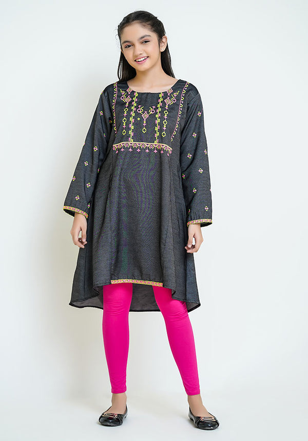 Denim Embroidered Kurta - Wear Ochre