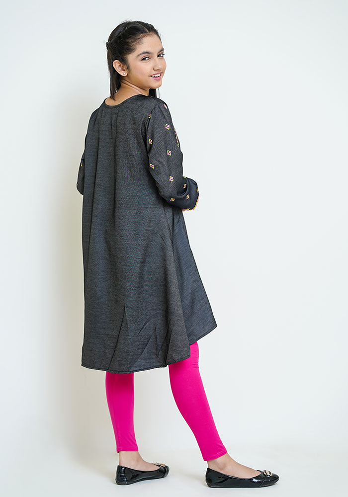 Denim Embroidered Kurta - Wear Ochre