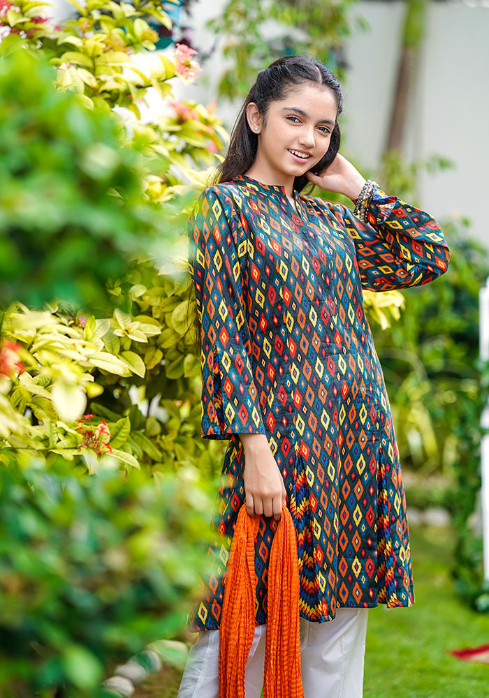 Khaddar Printed 3 Pc Suit - Wear Ochre