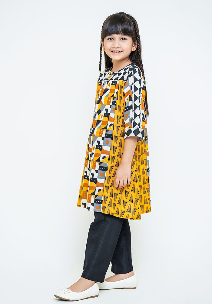 Khaddar Printed 3 Pc Suit - Wear Ochre