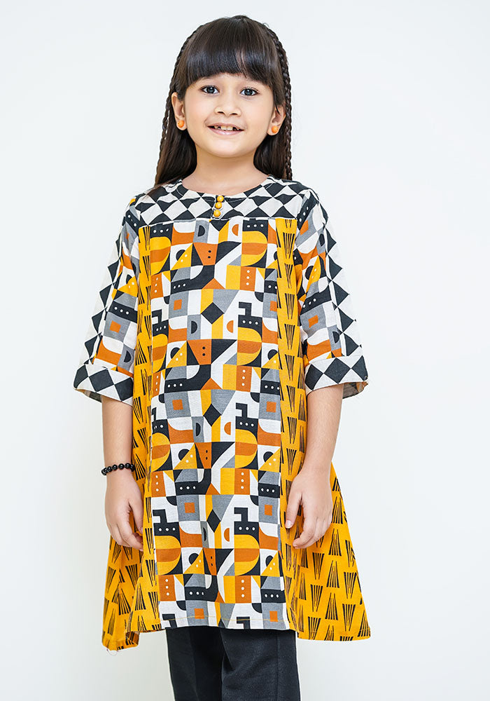 Khaddar Printed 3 Pc Suit - Wear Ochre