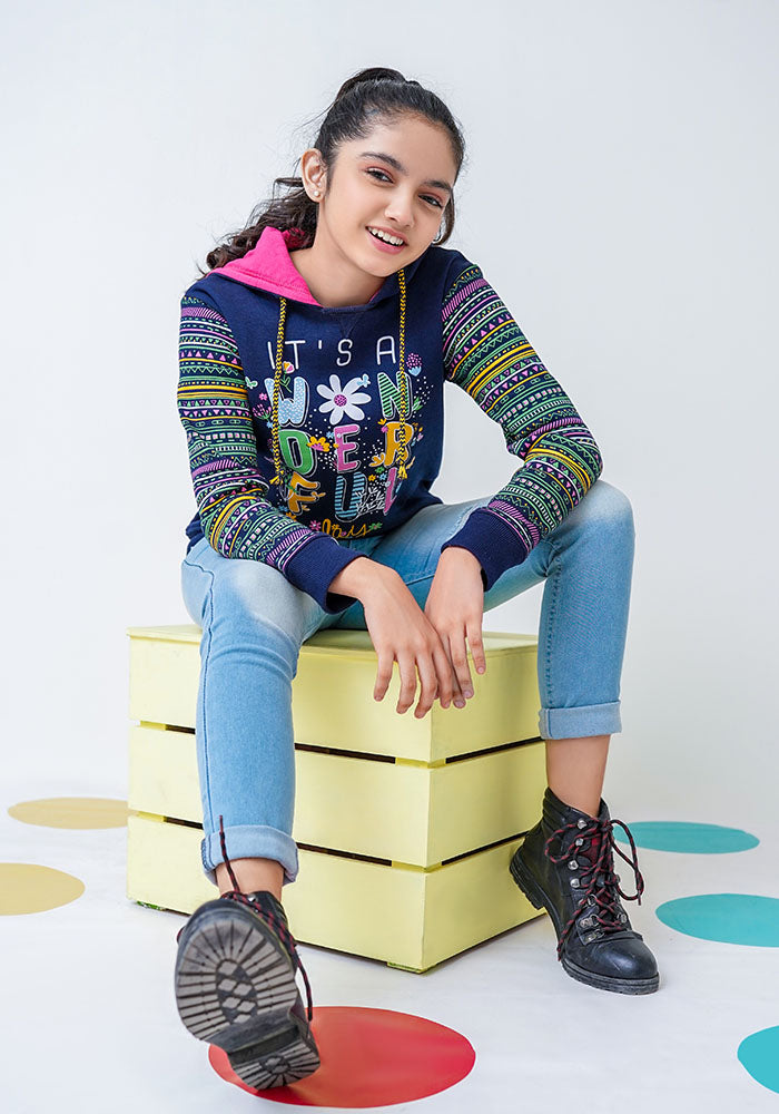 Fleece Printed Hoodie - Wear Ochre