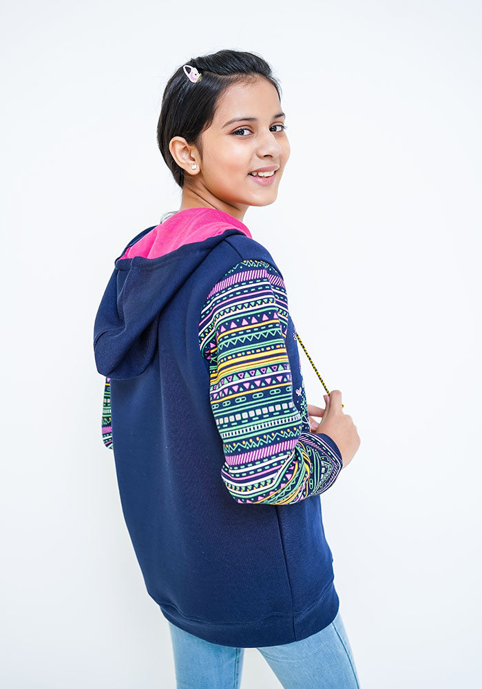 Fleece Printed Hoodie - Wear Ochre