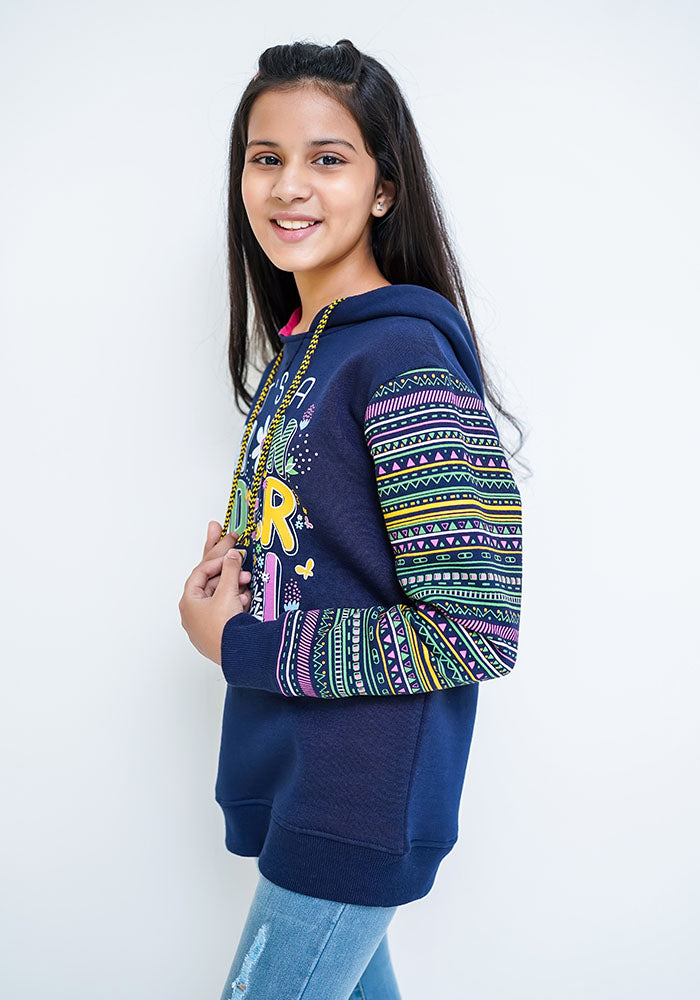 Fleece Printed Hoodie - Wear Ochre