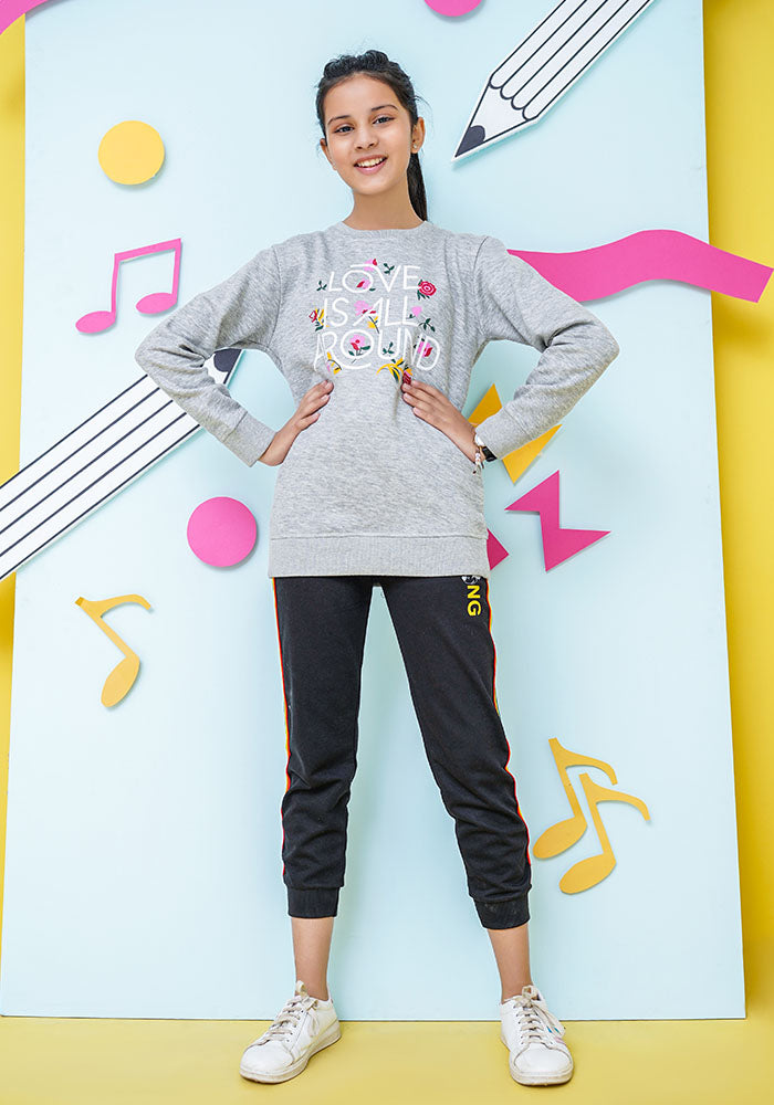 Fleece Printed Sweatshirt - Wear Ochre