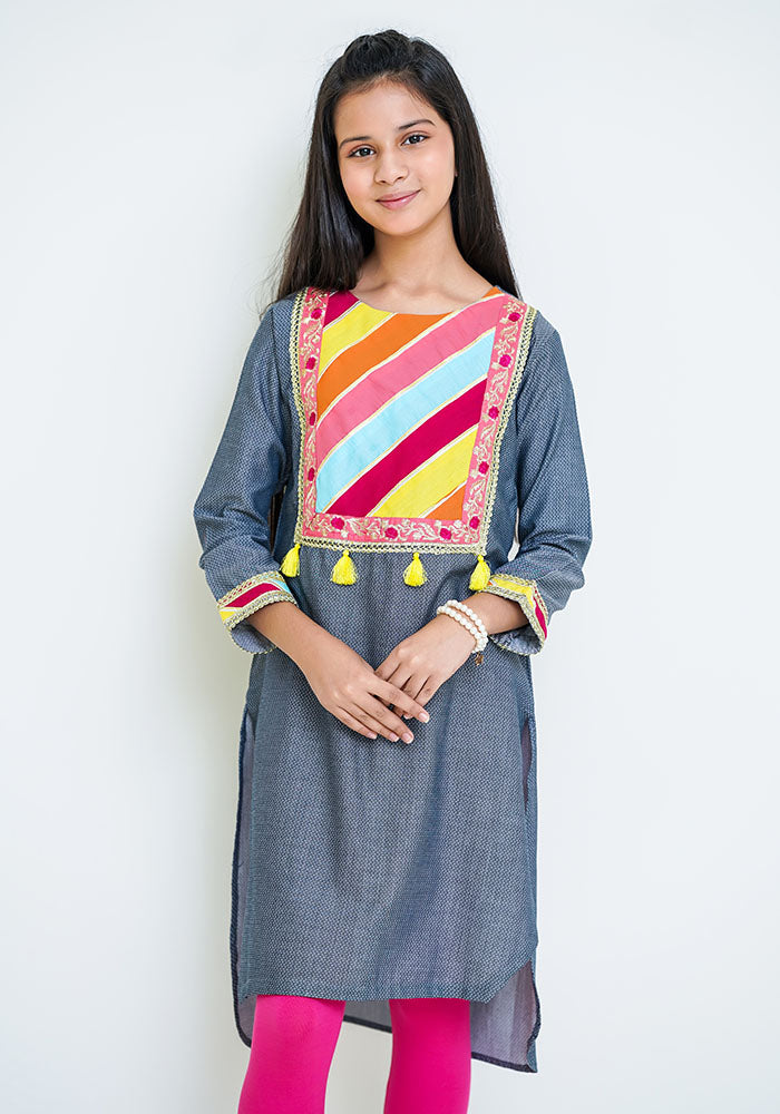 Chambray Embroidered Top - Wear Ochre