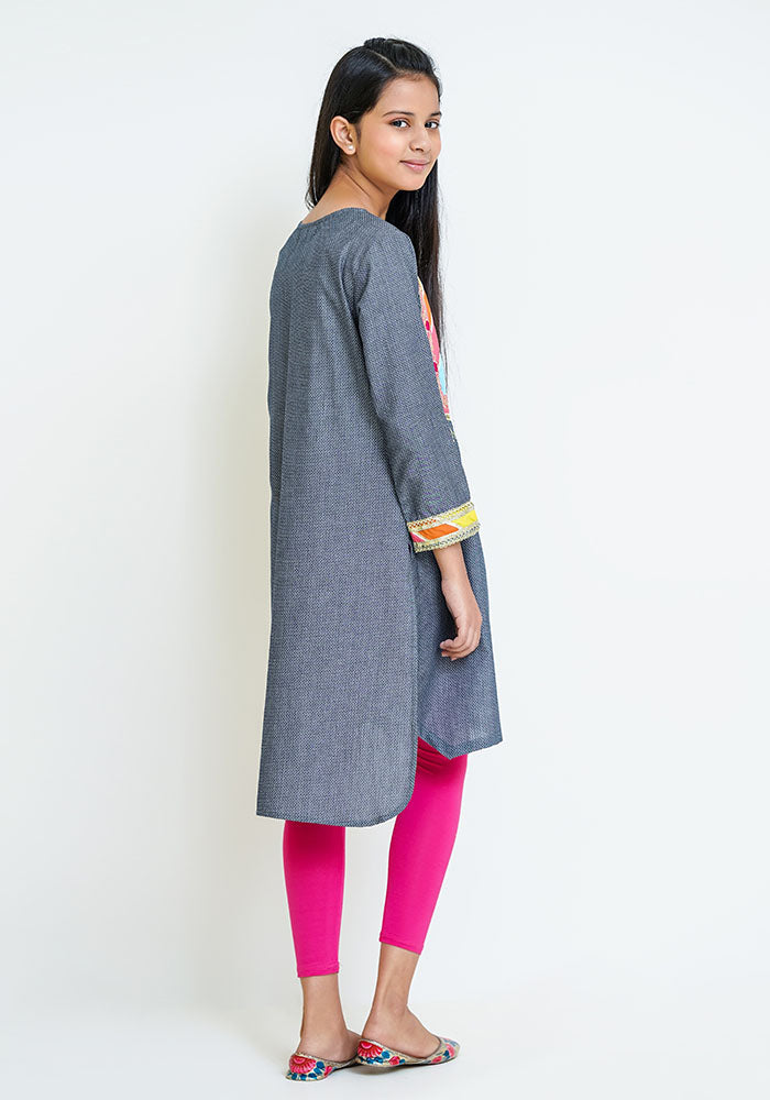 Chambray Embroidered Top - Wear Ochre