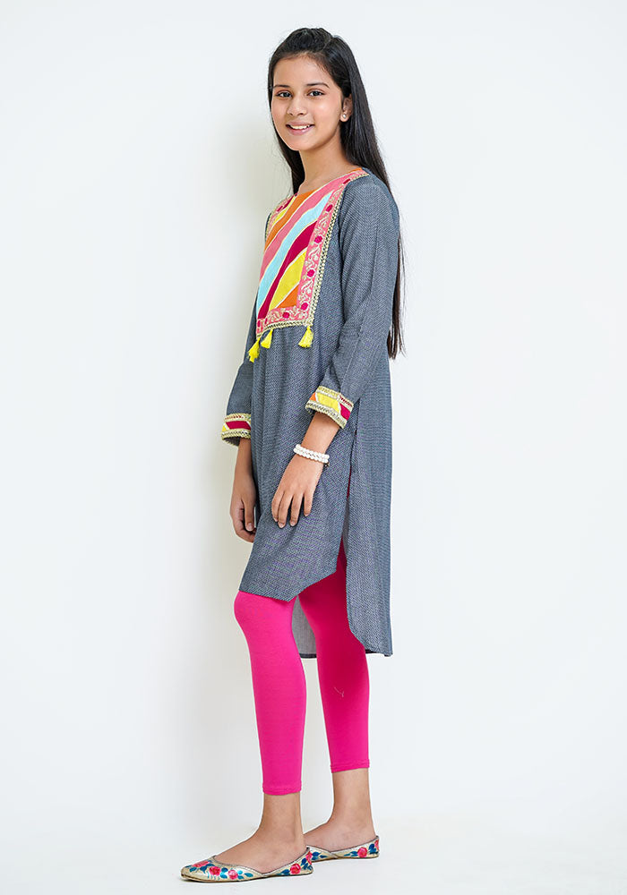 Chambray Embroidered Top - Wear Ochre