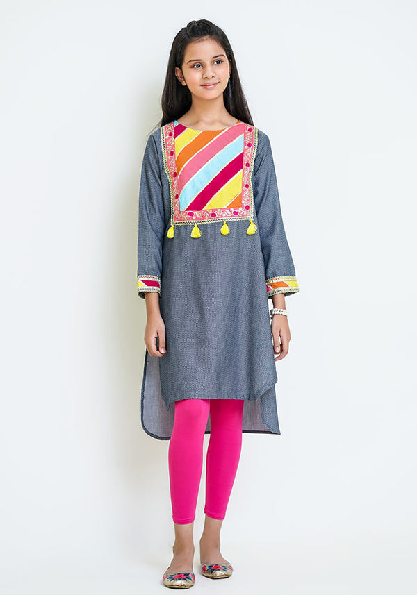 Chambray Embroidered Top - Wear Ochre