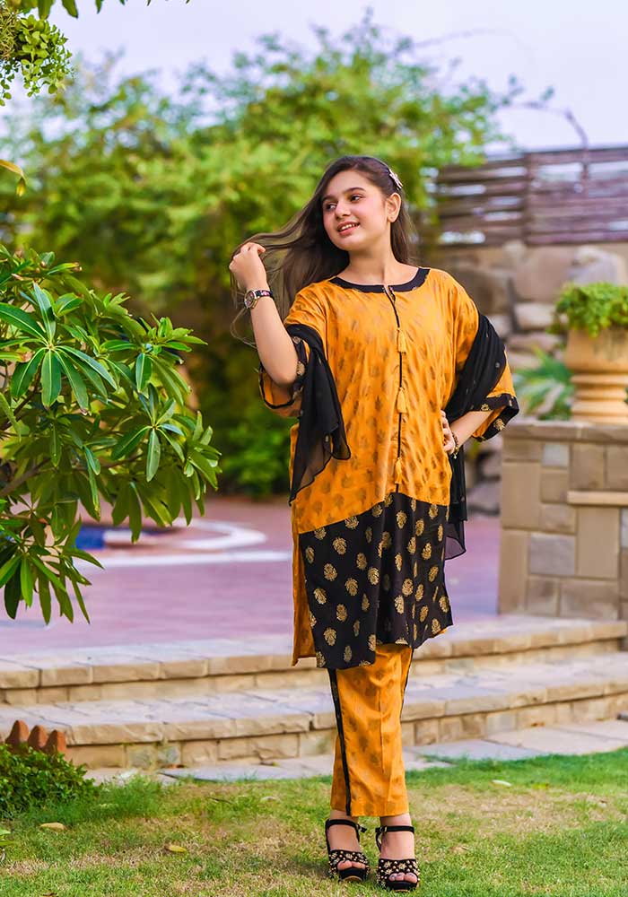 Cotton Printed 3 Pc Suit - Wear Ochre