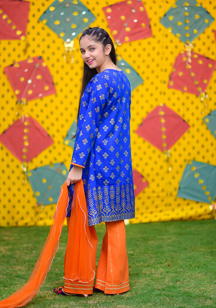 Cambric Printed 3 Pc Suit - Wear Ochre