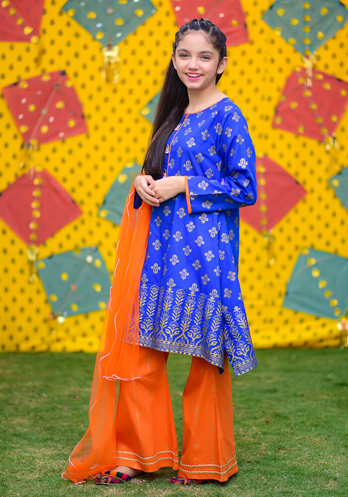 Cambric Printed 3 Pc Suit - Wear Ochre
