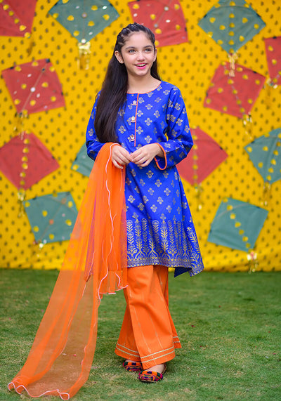 Cambric Printed 3 Pc Suit