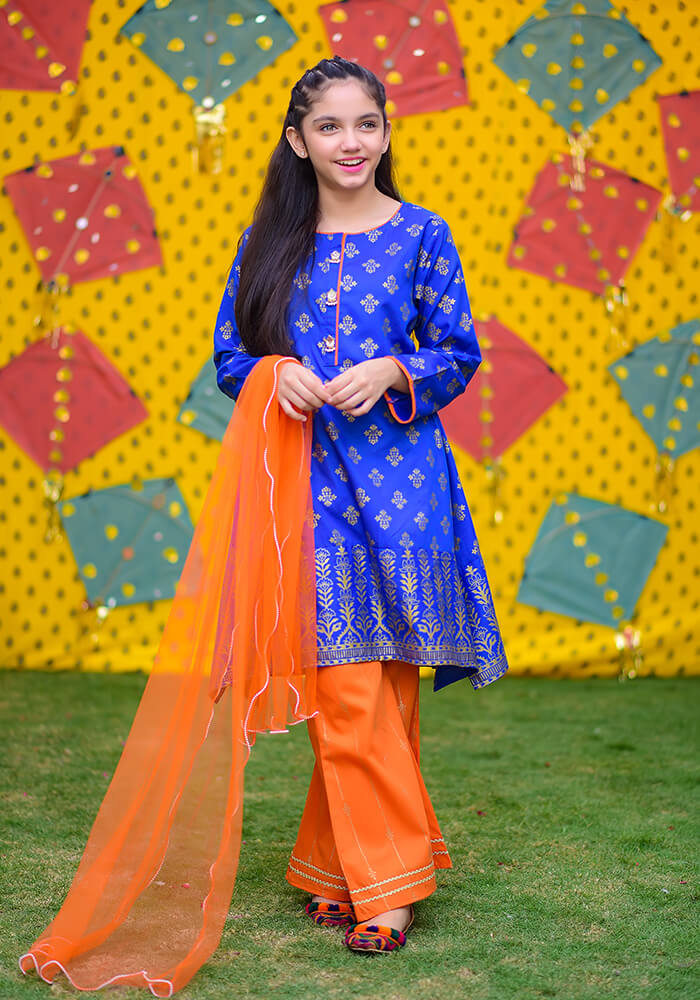 Cambric Printed 3 Pc Suit - Wear Ochre