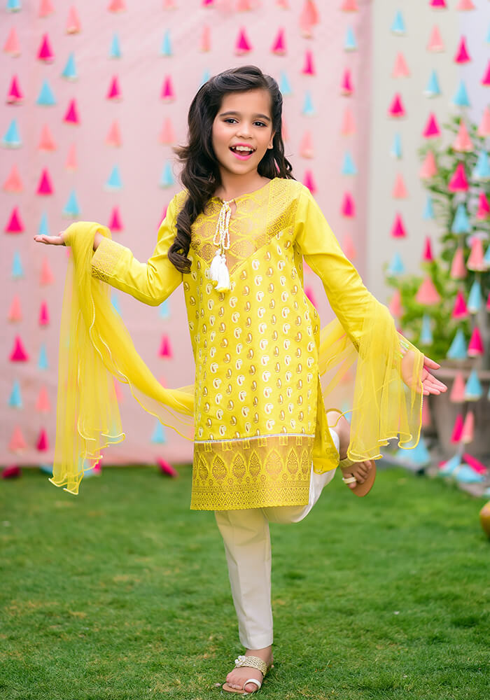 Cambric Printed 3 Pc Suit - Wear Ochre