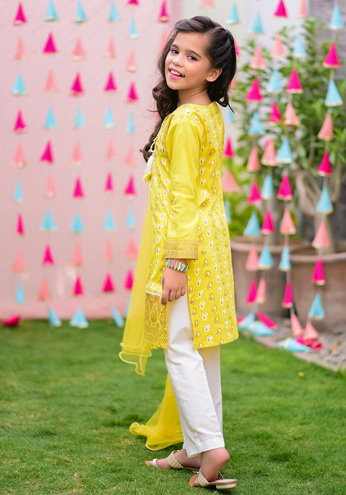 Cambric Printed 3 Pc Suit - Wear Ochre