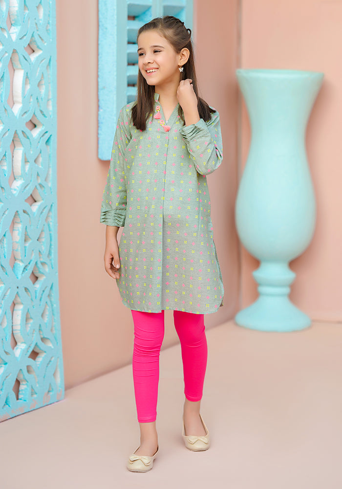 Cotton Chambray Printed Kurta - Wear Ochre