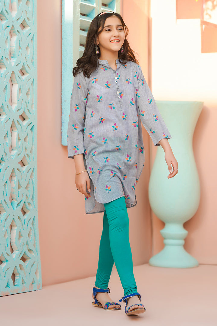Cotton Chambray Printed Kurta - Wear Ochre
