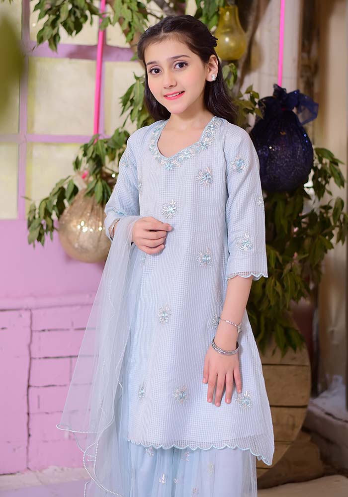 Jacquard Embroidered 3 Pc Suit - Wear Ochre