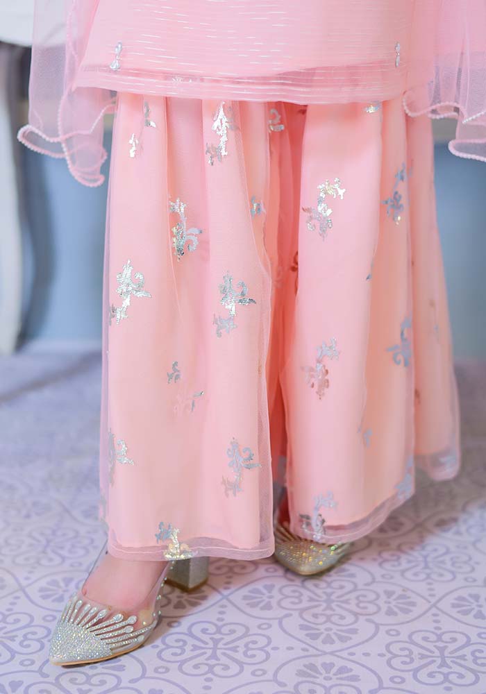 Organza Hand Work 3 Pc Suit - Wear Ochre