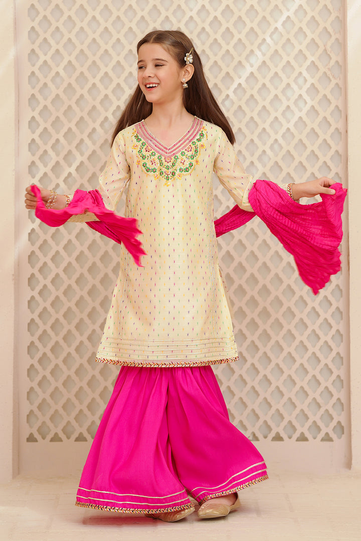 Paper Cotton Hand Adda Work 3 Pc Suit - Wear Ochre