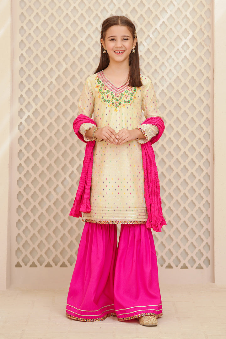 Paper Cotton Hand Adda Work 3 Pc Suit - Wear Ochre