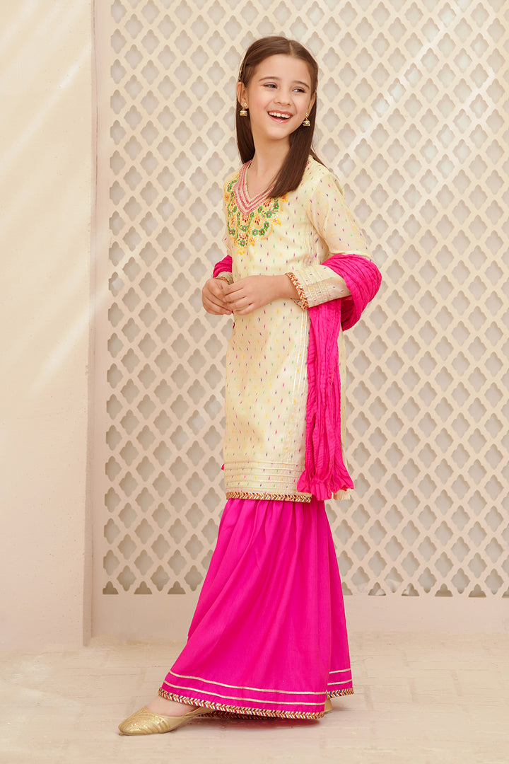 Paper Cotton Hand Adda Work 3 Pc Suit - Wear Ochre