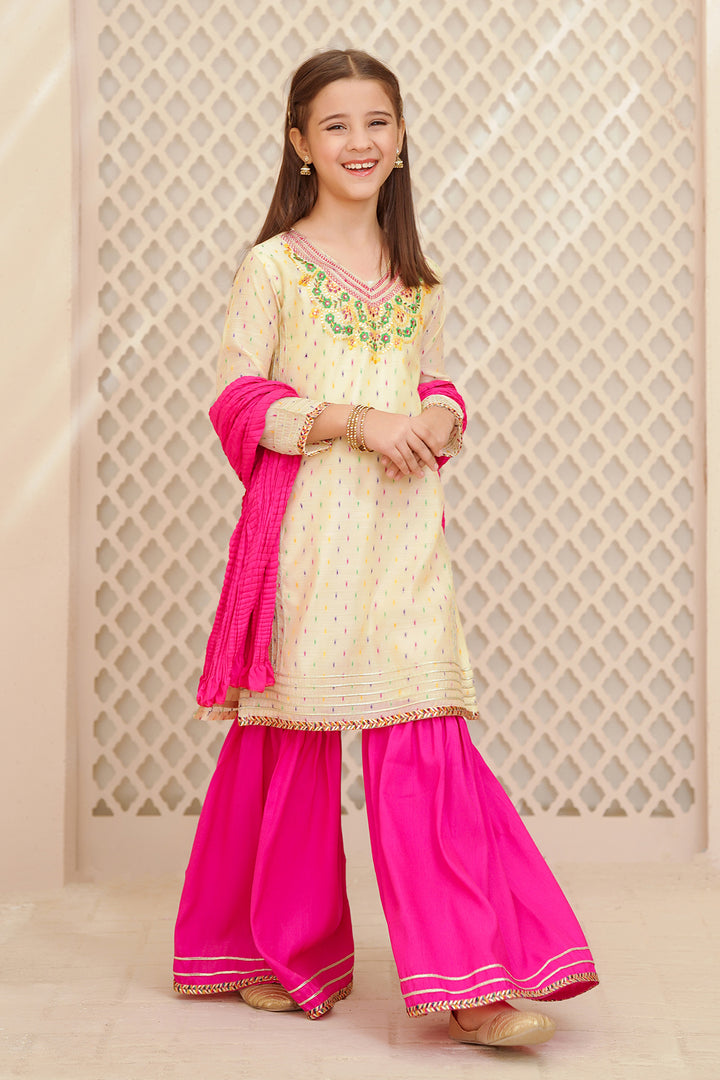 Paper Cotton Hand Adda Work 3 Pc Suit - Wear Ochre
