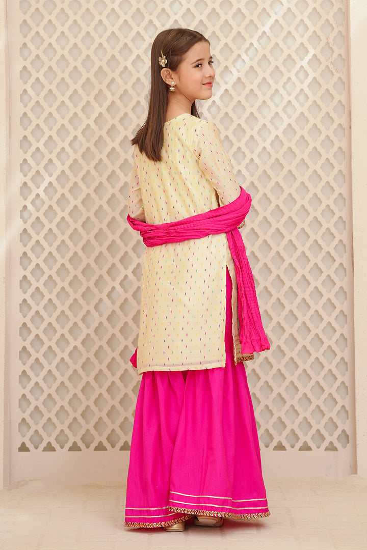 Paper Cotton Hand Adda Work 3 Pc Suit - Wear Ochre