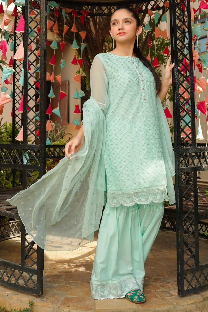 Chiffon Embroidered 3 Pc Suit - Wear Ochre