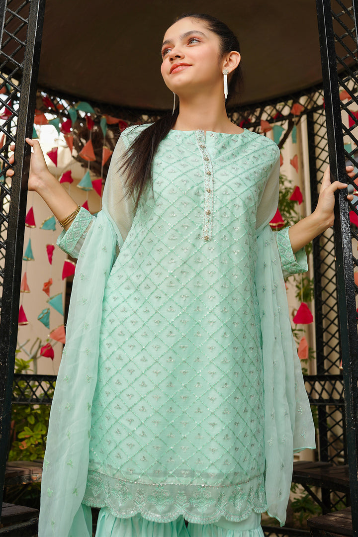 Chiffon Embroidered 3 Pc Suit - Wear Ochre