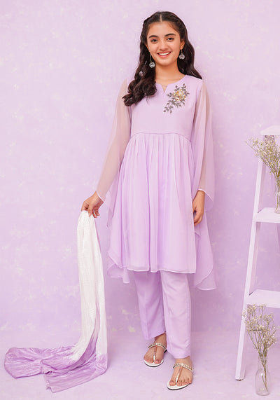 Chiffon Hand Adda Work 3 Pc Suit