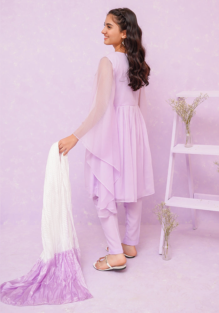 Chiffon Hand Adda Work 3 Pc Suit - Wear Ochre