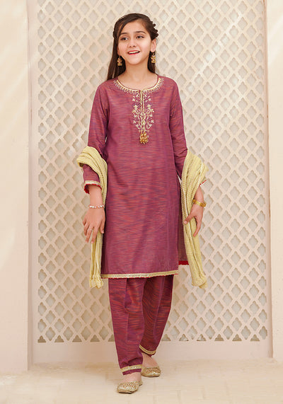Multi Yarn Cotton Hand Adda Work 3 Pc Suit