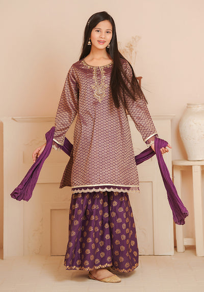 Cotton Jacquard Hand Adda Work 3 Pc Suit