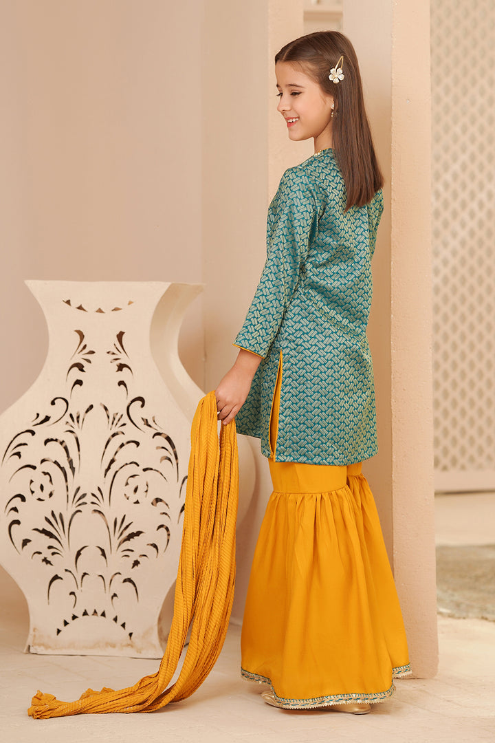 Cotton Jacquard Hand Adda Work 3 Pc Suit - Wear Ochre