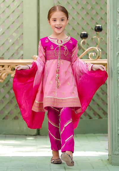 Jacquard Block Printed 3 Pc Suit