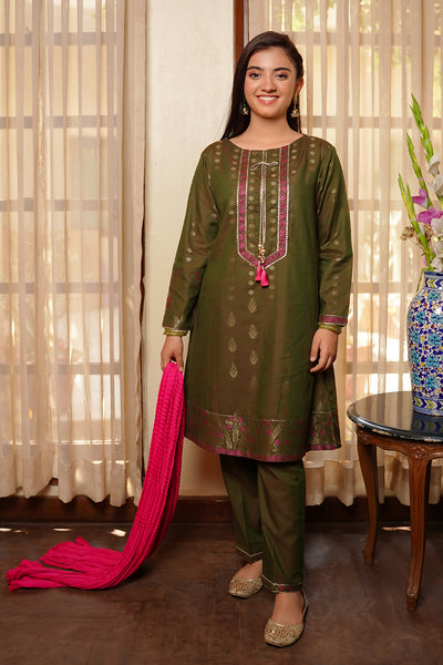 Cotton Jacquard 3 Pc Suit