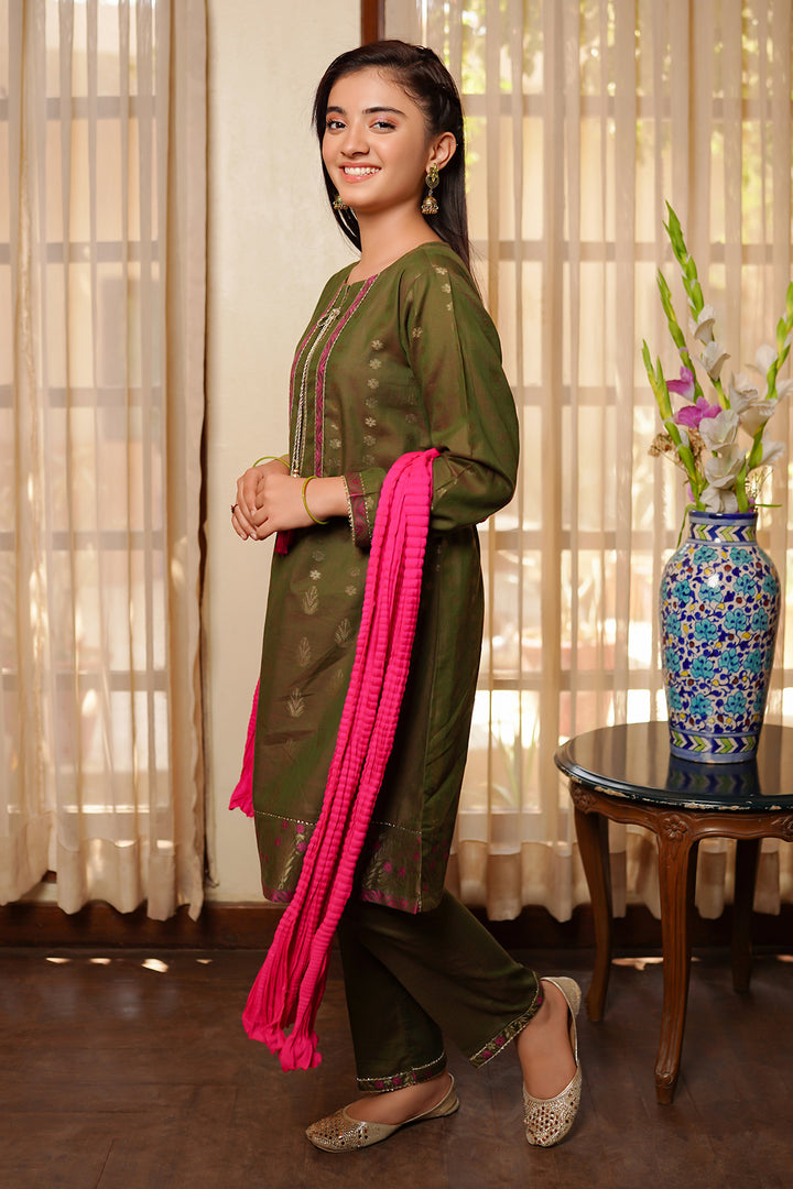 Cotton Jacquard 3 Pc Suit - Wear Ochre