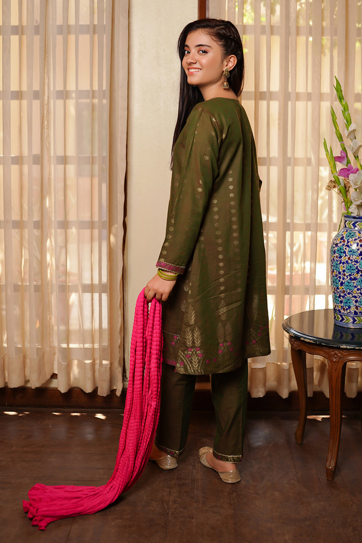 Cotton Jacquard 3 Pc Suit - Wear Ochre