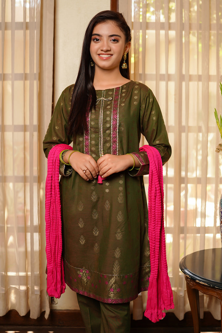 Cotton Jacquard 3 Pc Suit - Wear Ochre
