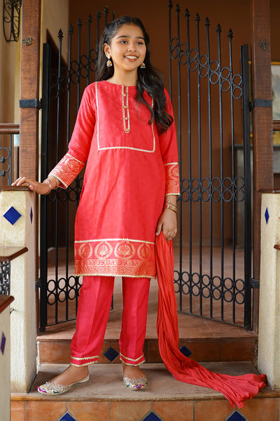 Cotton Jacquard 3 Pc Suit