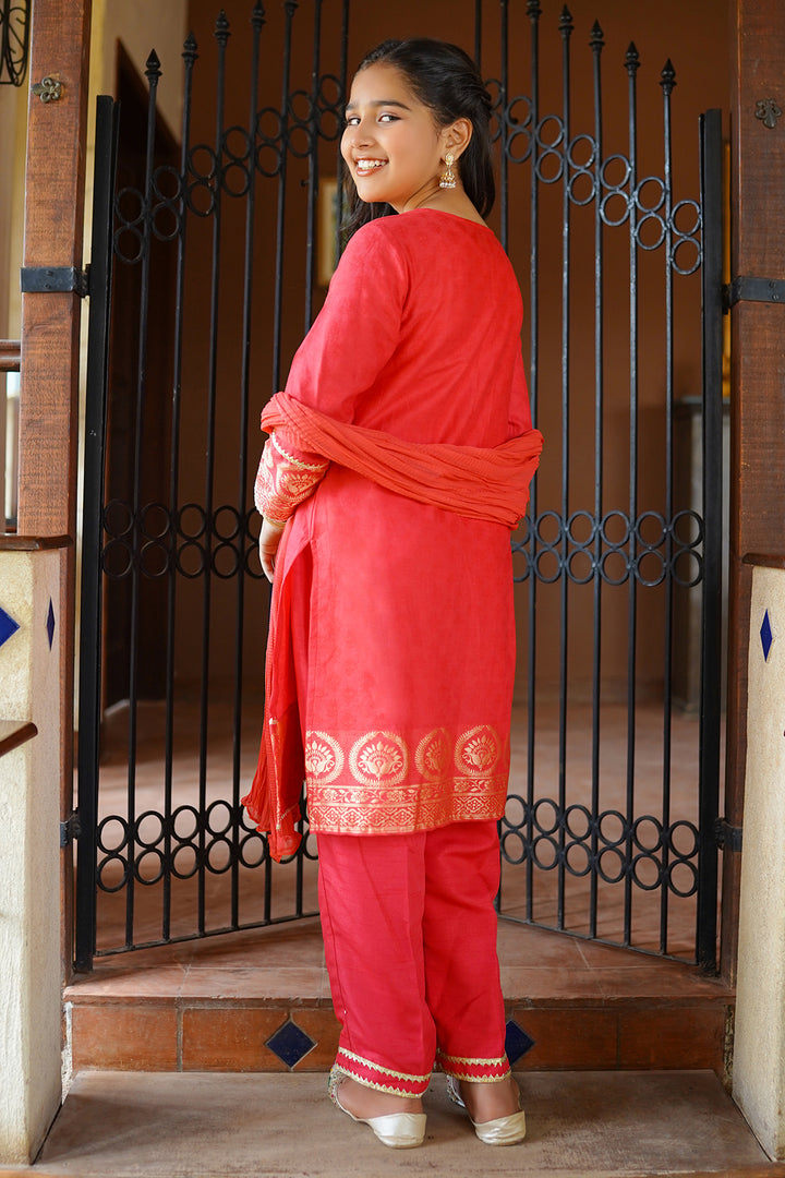 Cotton Jacquard 3 Pc Suit - Wear Ochre