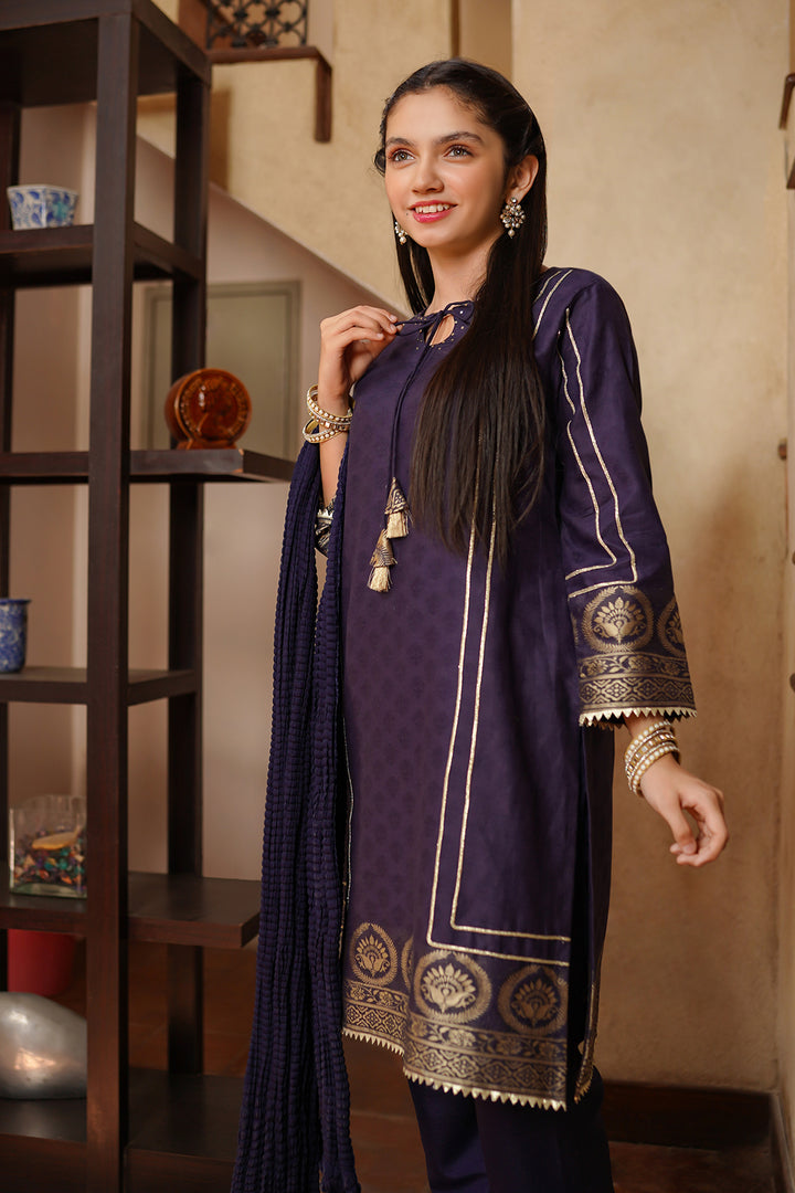 Cotton Jacquard 3 Pc Suit - Wear Ochre