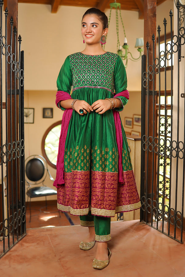 Cotton Silk Embroidered/Printed 3 Pc Suit