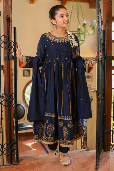 Cotton Net Hand Adda Work 3 Pc Suit